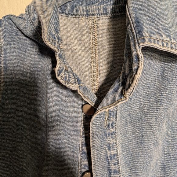 Denim Short Sleeve Button-Up Dress Pre-owned Size Small - Picture 6 of 15